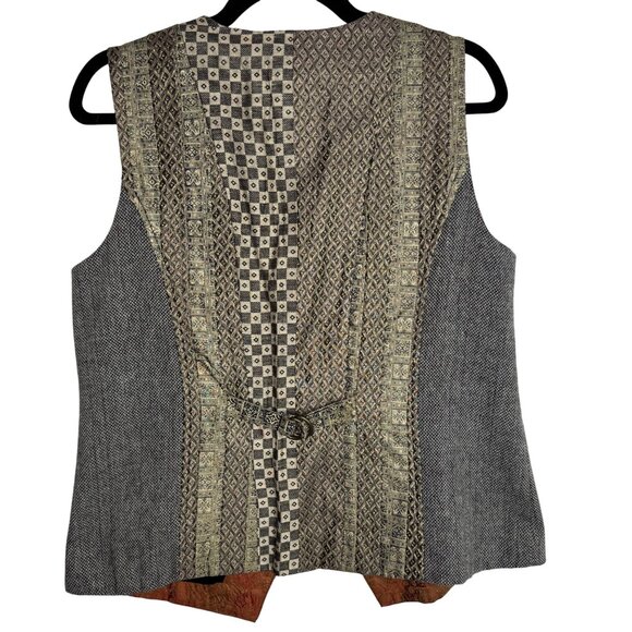 Chicos‎ Size 1 (M/8) Women's Wool Blend Vest Beaded Sequins Patchwork Artsy Boho - Picture 7 of 11